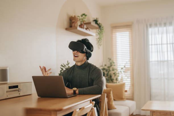 istock The Metaverse : Young man meeting with Virtual Reality at Home. 1363855141