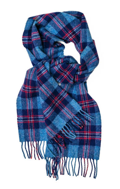 istock Blue checkered scottish scarf isolated on white background 1363855743