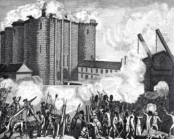 illustrazioni stock, clip art, cartoni animati e icone di tendenza di la presa della bastiglia il 14 luglio 1789 - french revolution