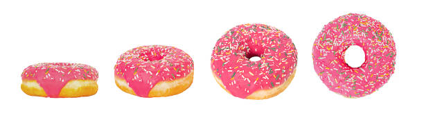 istock Combination of donuts isolated on a white background in different positions 1363857219