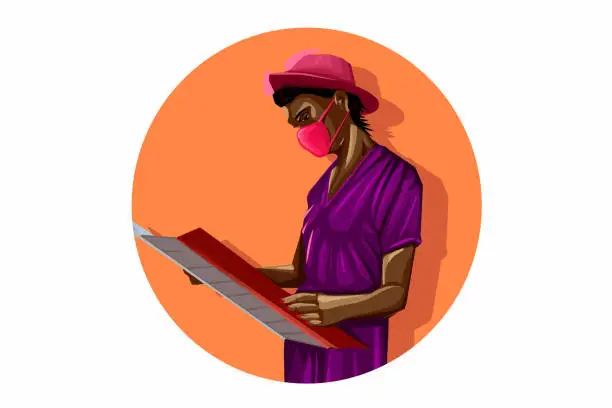 Vector illustration of Responsible traveling with a protective face mask