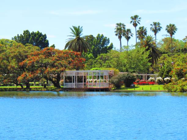 The Rosedal Park in Parque Tres de Febrero at the Palermo district in Buenos Aires. stock photo