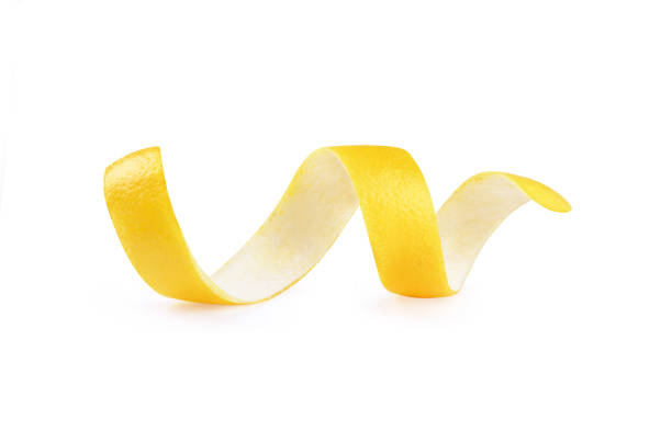 pele de limão em fundo branco - casca de fruta - fotografias e filmes do acervo
