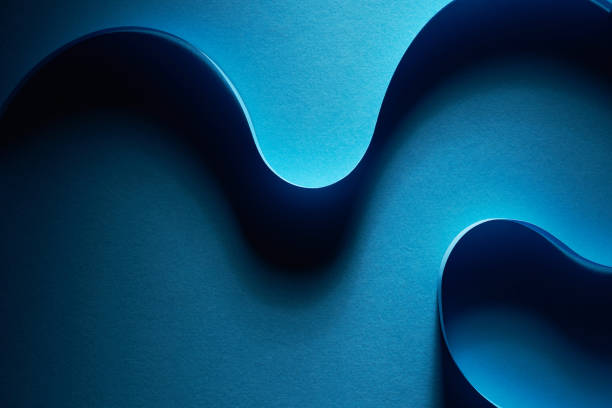 istock blue color strip wave paper. Abstract texture blue background 1363860279