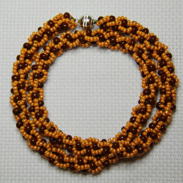 istock Handmade pearl necklace crocheted from beads 1363862276