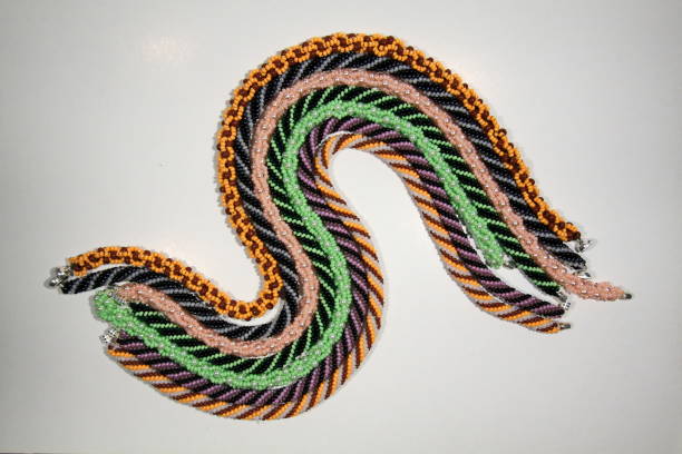 istock Handmade pearl necklace crocheted from beads 1363862444