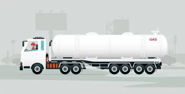 Vector illustration of Oil trucks.