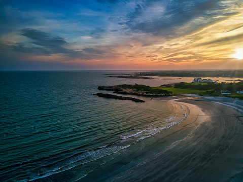 Aerial View of Bailey Beach Newport, RI at Sunset