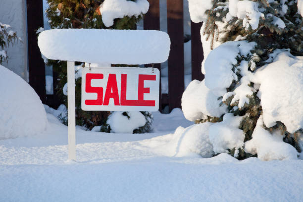 istock sale sign in winter with snow 1363864698
