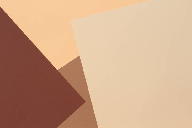 sfondo banner composizione geometria carte colore con toni beige, marrone chiaro e marrone scuro. - sfondo marrone foto e immagini stock