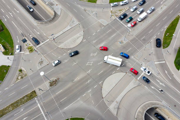 istock Traffic at Intersection of Streets, Aerial View 1363871341
