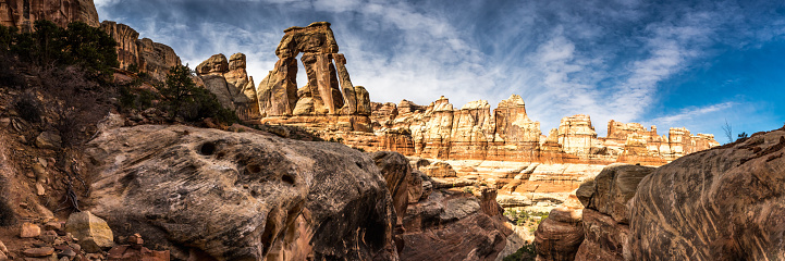 Panorama of Druid Arch And Surrounding Area in Canyonlands National Park