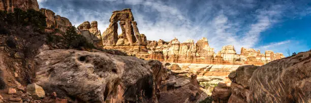 Panorama of Druid Arch And Surrounding Area in Canyonlands National Park