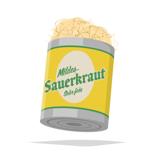 istock retro cartoon illustration of German Specialty sauerkraut meaning pickled cabbage 1363878747
