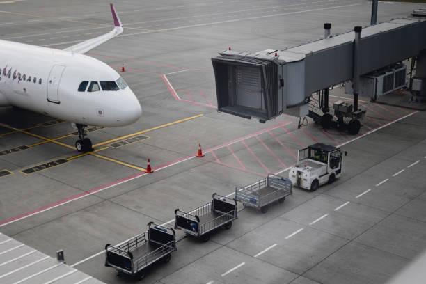 istock An airplane near the jet bridge 1363878897