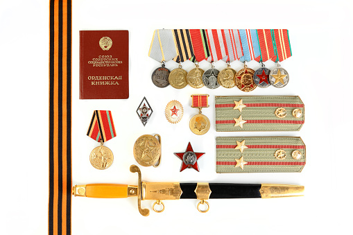 Medals on a United States Marine uniform. Copy space to the right. CLICK FOR SIMILAR IMAGES.