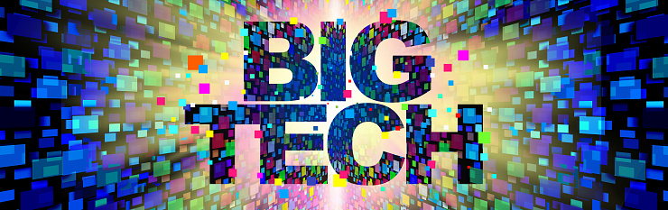 Big Tech social media and Metaverse technology and virtual reality as internet futuristic streaming symbol with VR computing and augmented reality as a computer programs concept in a 3D illustration style.