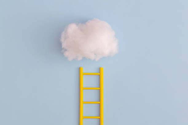 Ladder career path for business growth success process. Inspiration and creative idea concept.