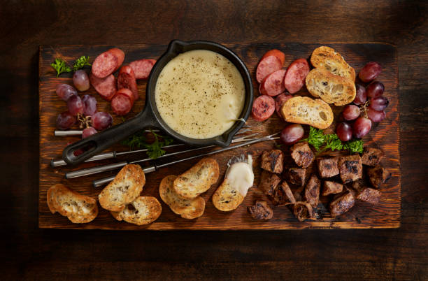 istock Cheese Fondue Platter with Grilled Steak Bites 1363886911