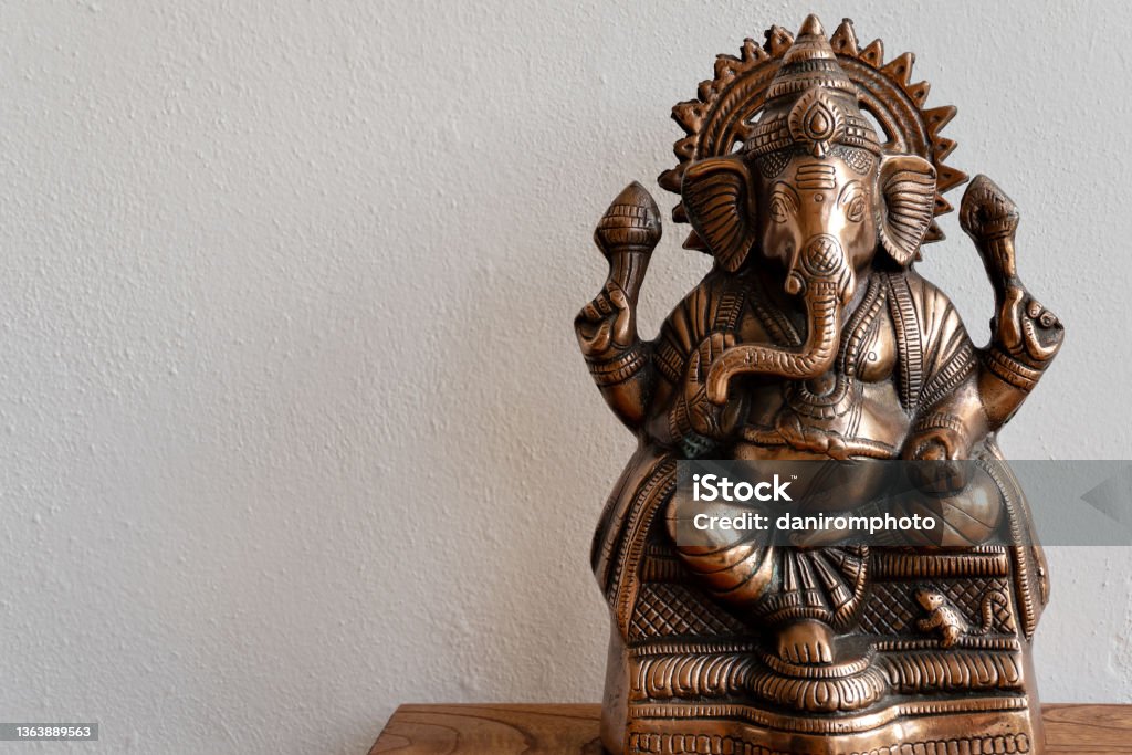 Decoration with Ganesha statuette Ganesha statuette at the Yoga studio Ganesha Stock Photo