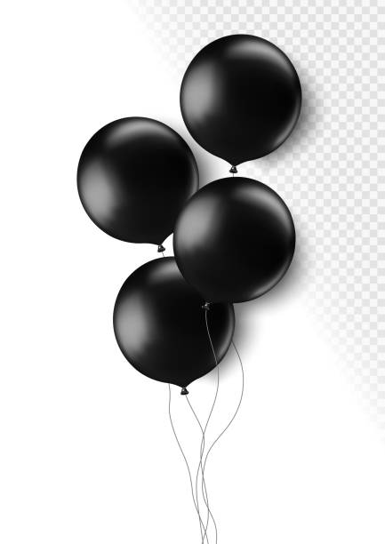 istock Realistic black 3d balloons isolated on transparent background. Air balloons for Birthday parties, celebrate anniversary, weddings festive season decorations. Helium vector round balloon. 1363889624