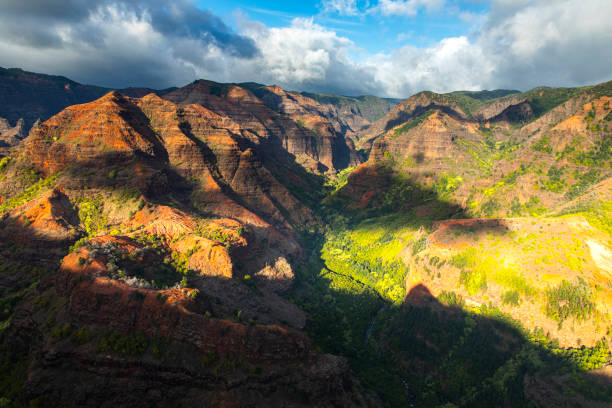 Clouds casting shapes over Waimea Canyon