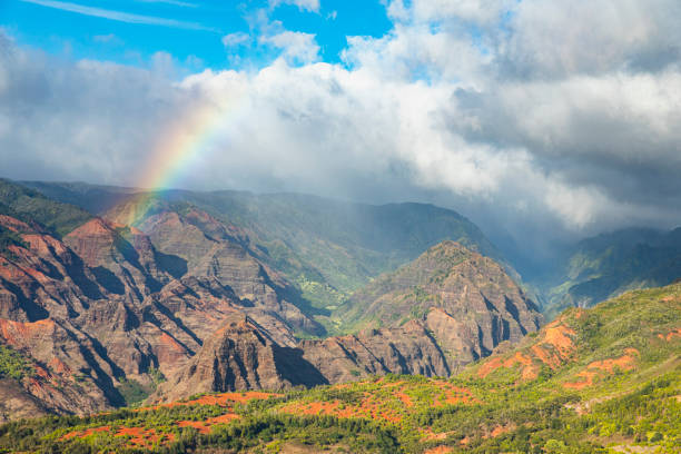 istock High angle view of rainbow shining out of 1363891478