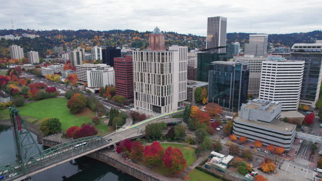 Drone View of Downtown Portland, OR