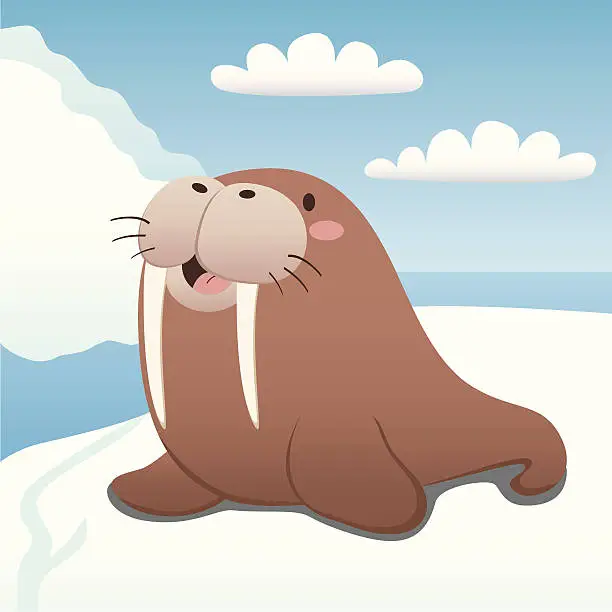 Vector illustration of Happy Walrus