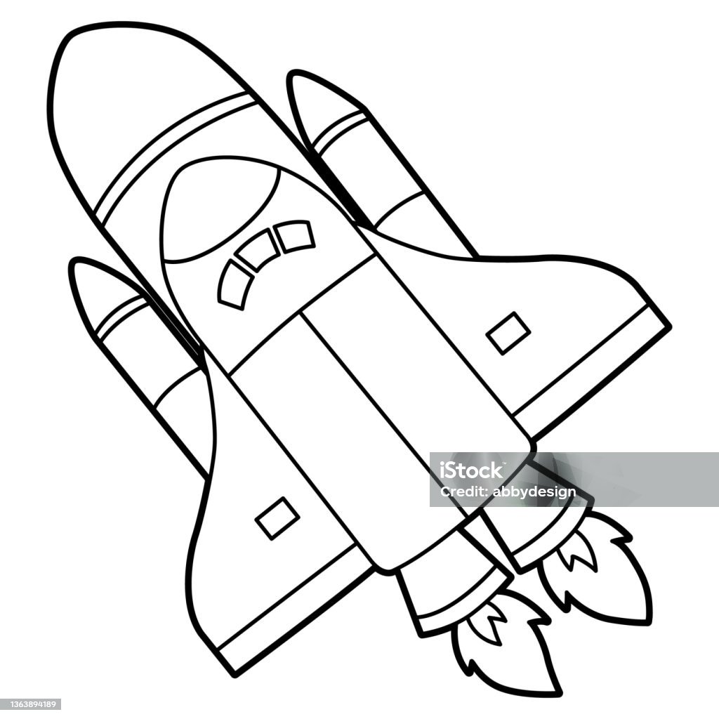 Cute Rocketship Coloring Page Rocket Coloring Page Isolated For Kids Stock Illustration - Download ...