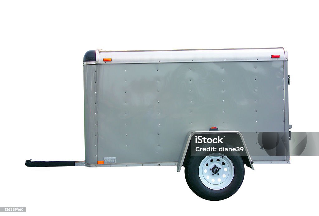 trailer a two-wheeled hauling trailer isolated on a white background Vehicle Trailer Stock Photo