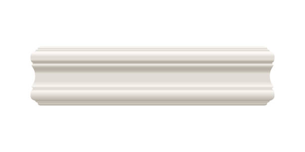 белая лепнина или плинтус карниза. плинтус венца потолка на белом фоне - bevel stock illustrations
