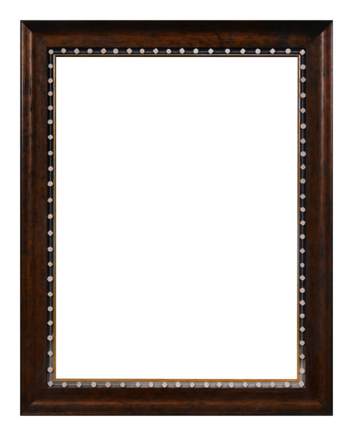 istock Antique polka dot brown wooden frame isolated on white background. 1363895982
