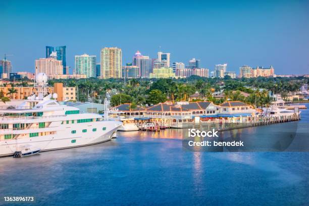 Fort Lauderdale Skyline Florida Stock Photo - Download Image Now - Fort Lauderdale, Downtown District, Canal