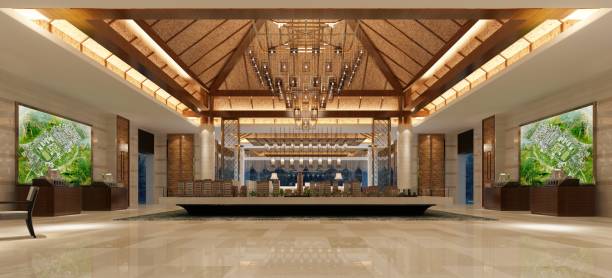 istock 3d render luxury hotel lobby entrance 1363904075