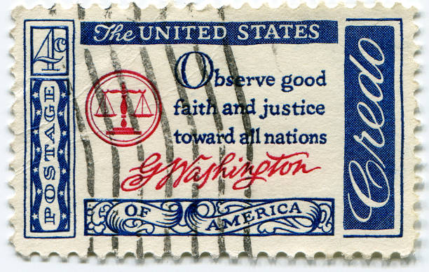 istock USA stamp with G.Washington's quotation 136390425