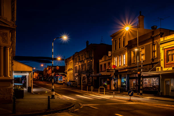 istock George street, Port Chalmers at night 1363904701
