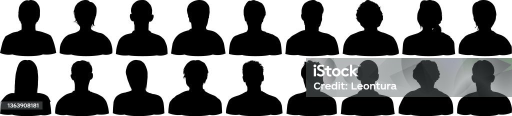 Highly Detailed Heads Highly detailed head silhouettes. Headshot stock vector