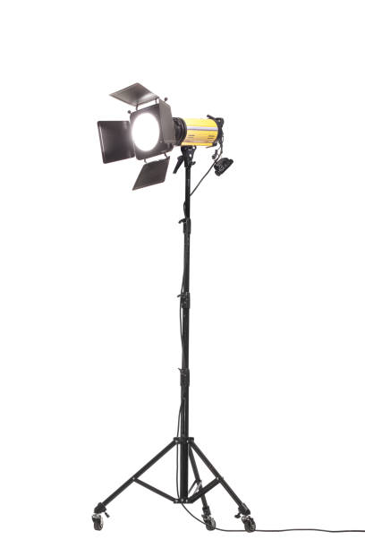 istock Flash light with barn doors on stand with wheels. Studio lighting equipment isolated on white background 1363911202