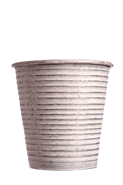 istock flower pot in ribbed steel 136391187