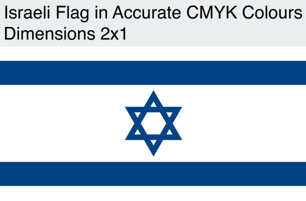 Israeli Flag in Accurate CMYK Colors (Dimensions 2x1) vector art illustration