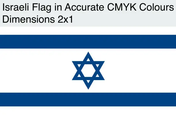 Vector illustration of Israeli Flag in Accurate CMYK Colors (Dimensions 2x1)