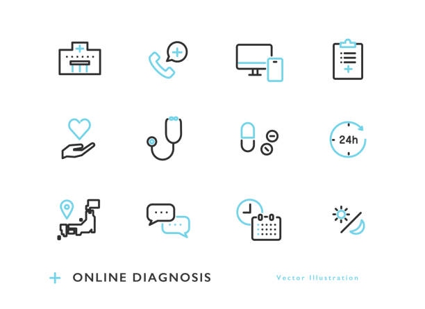 sada lékařských ikon - biomedicínská ilustrace stock ilustrace