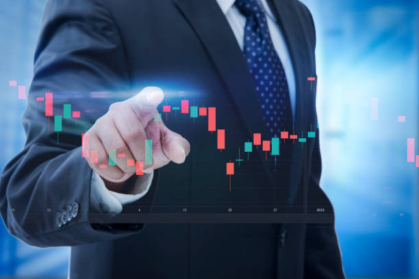 istock Businessman Touching Candle Bar graph 1363931593