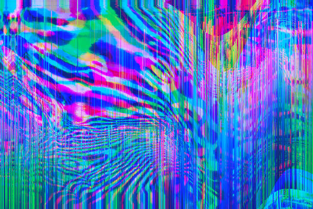 ilustraciones, imágenes clip art, dibujos animados e iconos de stock de motion glitch entrelazado distorted psychedelic zebra futurista background - lsd