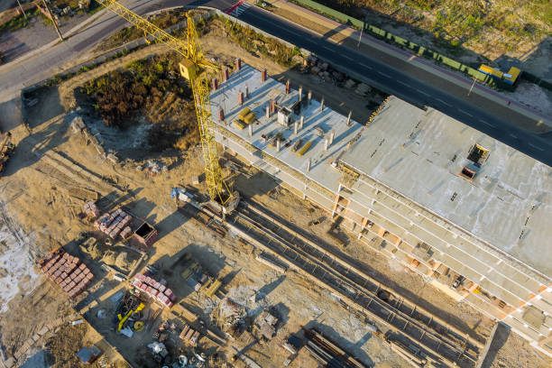 istock Tower crane on a construction site high-rise building under construction modern residential complex 1363933080