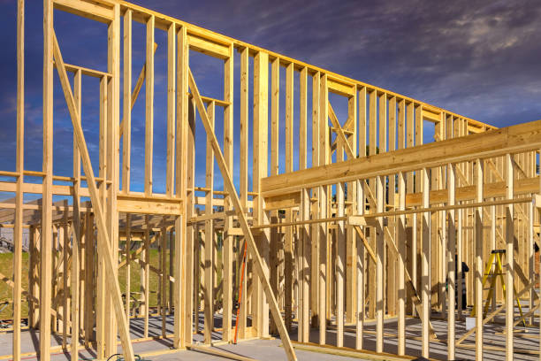istock New stick built building view framing of beams on new home under construction 1363933089