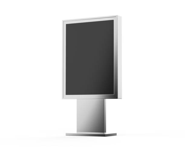 istock WiFi network multi touch floor standing LCD ad display digital signage display touch monitor. 3d render illustration. 1363937183