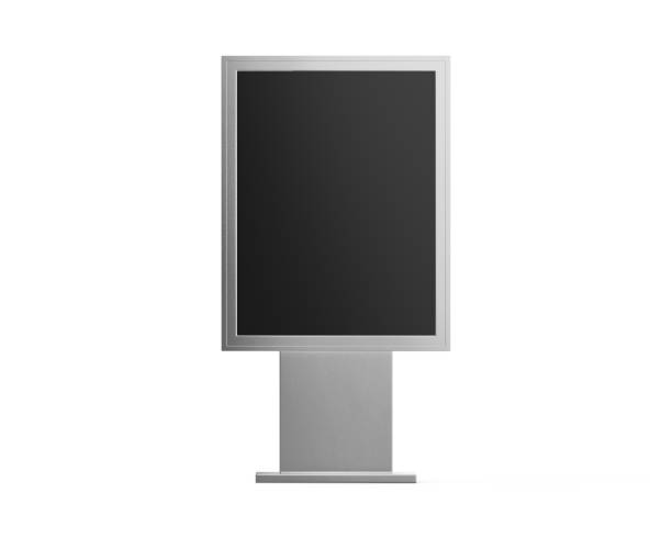 istock WiFi network multi touch floor standing LCD ad display digital signage display touch monitor. 3d render illustration. 1363937344