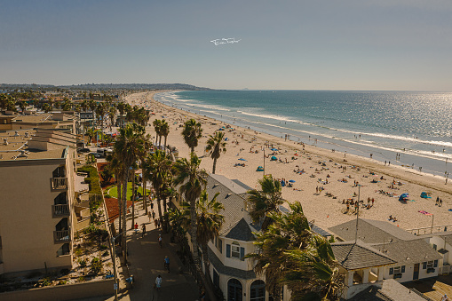 Aerial of Pacific Beach in California